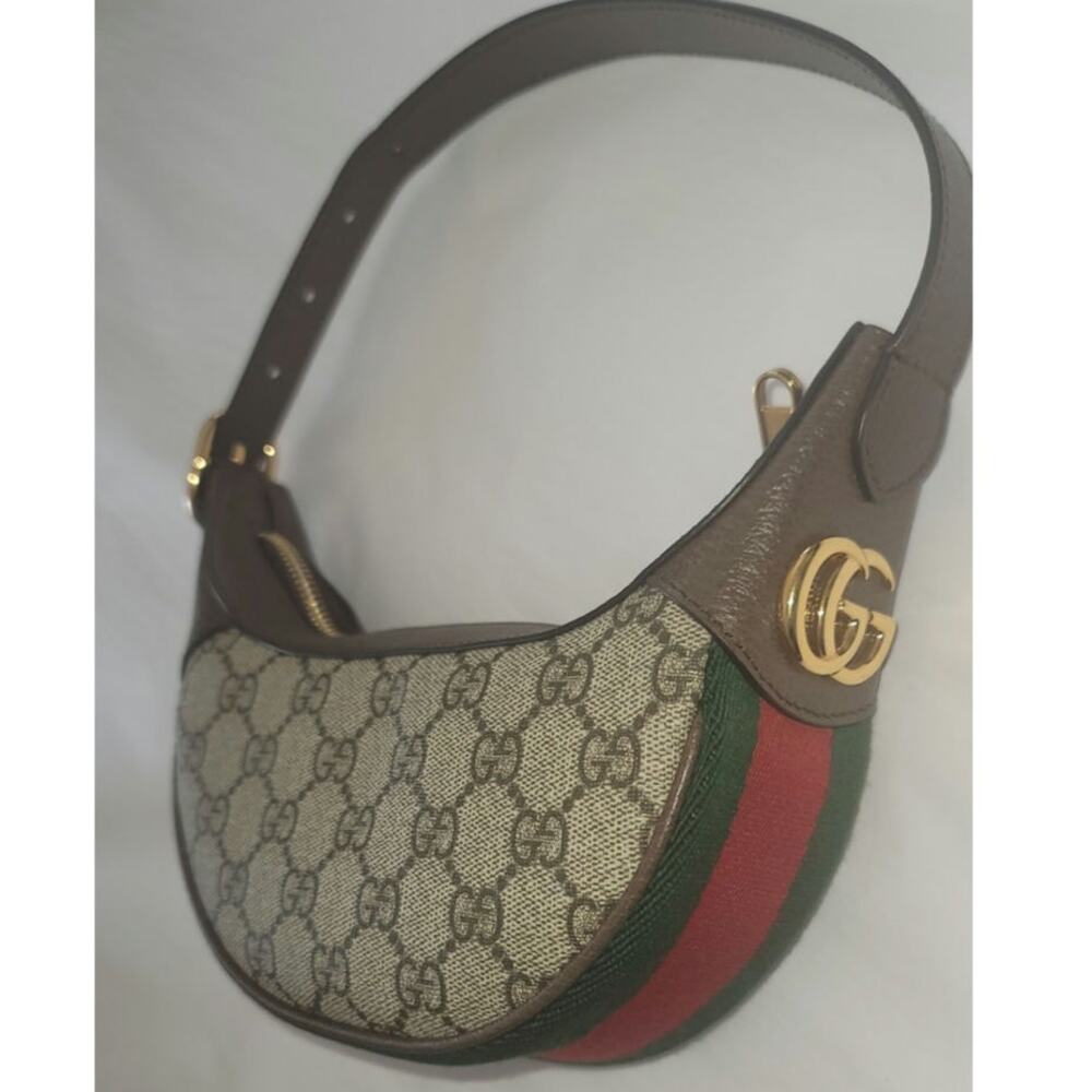 Gucci Ophidia Mini Bag Signature Beige GG Canvas Brown Leather Green & Red Web - Picture 2 of 11
